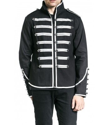 Men Gothic Military Jacket Parade Marching Jacket  Army Band Drummer Jacket